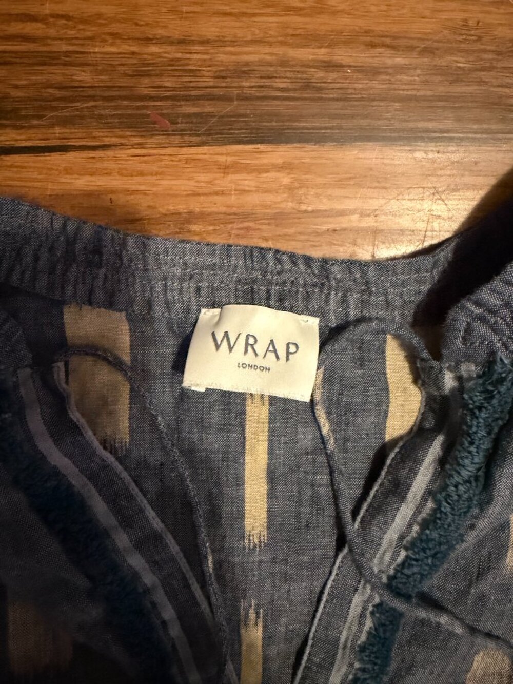 Wrap London Linen Boho Patterned Blouse, Size 10 - Picture 5 of 8